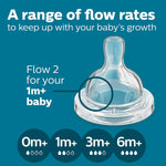Philips Avent Anti-Colic Baby Bottle with AirFree Vent, 9oz, with Flow 2 Nipples, 1m+, 4pk, Clear, SCY703/04