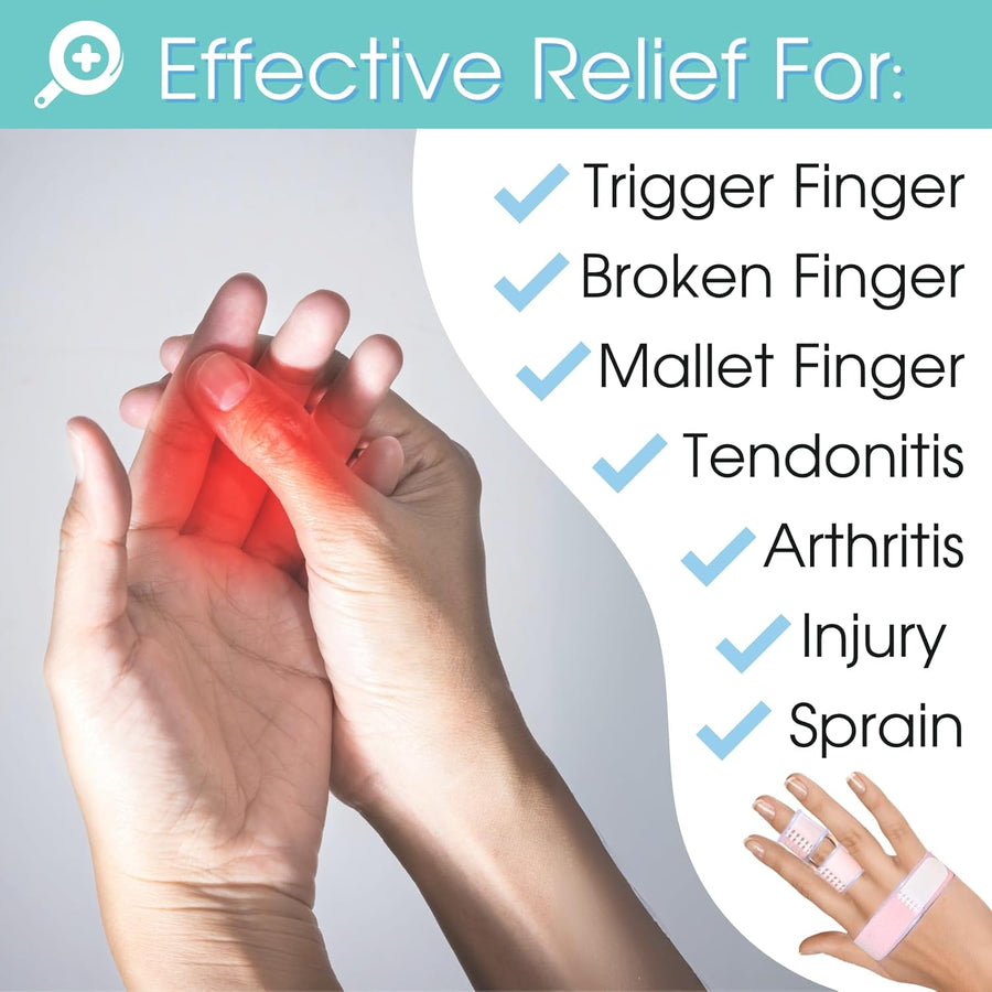 Finger Splint, Adjustable Finger Brace for Index, Middle, Ring Fingers, Pain Relief and Support