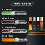 BellaVita Luxury Perfume Gift Set for Men (4 x 20ml) – Perfect Father’s Day Gifts for Dad & Husband | Includes KLUB, OUD, CEO & GOAT | Premium Masculine Woody, Citrusy & Aromatic Fragrances