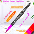 Soucolor Art Brush Markers Pens for Adult Coloring Books, 36 Colors Numbered Dual Tip (Brush and Fine Point) Marker Pen for Kids Note taking Planner Hand Lettering Calligraphy Drawing Journaling