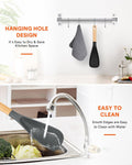 Cooking Spoon for Nonstick Cookwares, Great for Cooking and Serving Sturdy BPA-Free Matte Silicone, Wood Handle Spoon for Mixing, Scoop, and Scrape (Black & Grey, 11.4 inch)