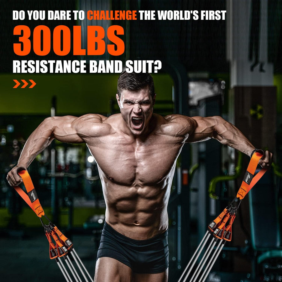 HPYGN Heavy Resistance Bands 300LBS Exercise Bands Set