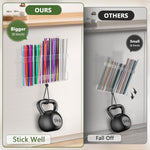 9.5” Large Acrylic Straw Holder for Cabinet Door - Reusable Tumbler Straw Organizer Storage, Small Kitchen Accessories Container, Ultra Sticky Cupboard Door Mounted (Transparent)