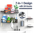 Shower Caddy Adhesive Shower Organizer 7-Pack, Rustproof Stainless Steel Bathroom Shelves, Large Capacity No-Drill Rack Storage Accessories with Soap Dish Toothbrush Holder &24 Hooks Home Decor