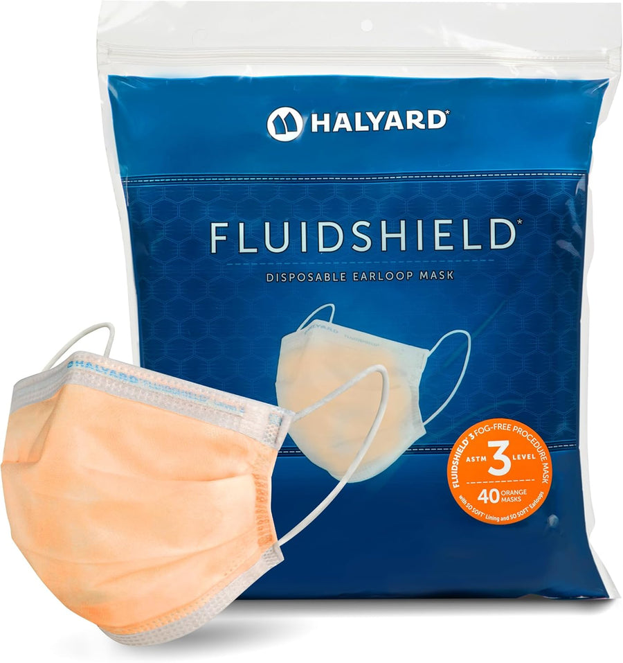 Halyard FluidShield Level 3 Disposable Procedure Mask with Soft Lining and Earloops