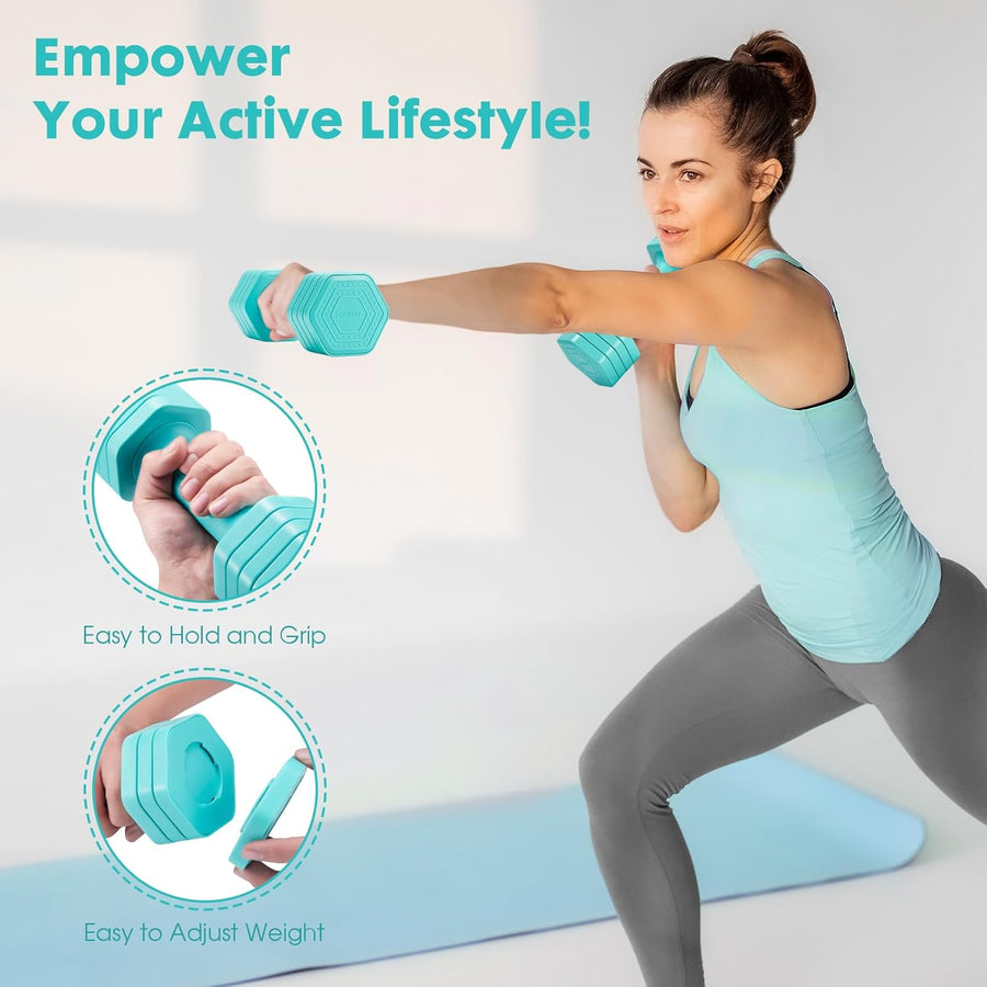 EQUIPRO Adjustable Dumbbell Set, 4-in-1 Free Weights for Women, 2-5 lbs