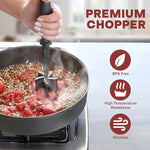 Meat Chopper, Hamburger Grinder, Premium Heat Resistant Smasher for Ground Beef, Burger Grinder Nylon Potato Mix Tool, Meat & Poultry Tenderizers-Black