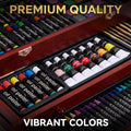 Color More 175 Piece Deluxe Art Set with 2 Drawing Pads, Acrylic Paints, Crayons, Colored Pencils, Paint Set in Wooden Case, Professional Art Kit, Art Supplies for Adults, Teens and Artist, WoodMuse Plus