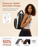 LOVEVOOK Backpack for Women, Fits 15.6 Inch Laptop Bag, School Backpacks, Fashion Travel Work Anti-theft Bag, Business Computer Waterproof College Backpack Purse, Beige-Black-Brown