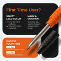THORVALD New 3-in-1 Carpenter Pencils with Finger Grip for Construction - Incl. 7 Leads + Sharpener - Solid Mechanical Pencils with Fine Point/Best Marking tools Construction/Carpenters/Scriber