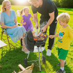 18 inch Charcoal Grill, Portable Kettle BBQ Grills, Perfect BBQ Gift, Durable & Easy to Assemble, Round Barbecue Grill with Wheels and Lid for Outdoor Cooking, Patio and Beach, Black