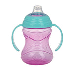 Nuby Clik-It Grip N' Sip Soft Spout No-Spill Training Sippy Cup with Handles - (3-Pack) 10 oz - 4+ Months - Aqua/Purple/Pink