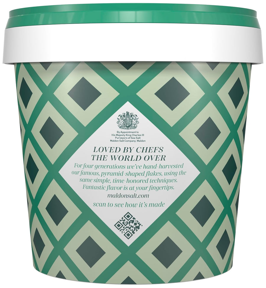 Maldon Salt, Sea Salt Flakes, 20 oz (570 g), Resealable Tub – Kosher, Natural, Unique Gourmet Pyramid Shaped Salt Flakes, Perfect for a Wide Range of Dishes, Hand-Harvested for Four Generations