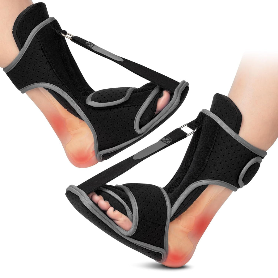 Plantar Fasciitis Night Splint: Adjustable Brace with Arch Support | Dorsal Night Splint for Women Men | Dual Effective Plantar Fasciitis Relief Achilles Tendonitis Foot Drop Heel Pain Black