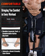 Dip Belt With 37-40" Chain, 550-650lbs Capacity, Weightlifting Belt for Dips & Pullups