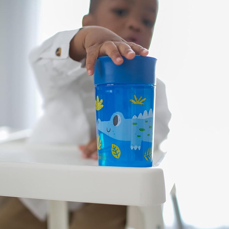 Dr. Brown's Polypropylene (PP) Milestones Cheers 360 Sippy Training Cups for Babies and Toddlers - Blue/Green - 10oz - 2-Pack - 9m+