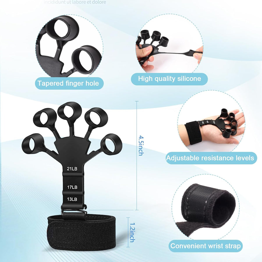 5-Piece Grip Strength Trainer Kit - Hand Gripper, Finger Exerciser, Stress Ball, Forearm Workout