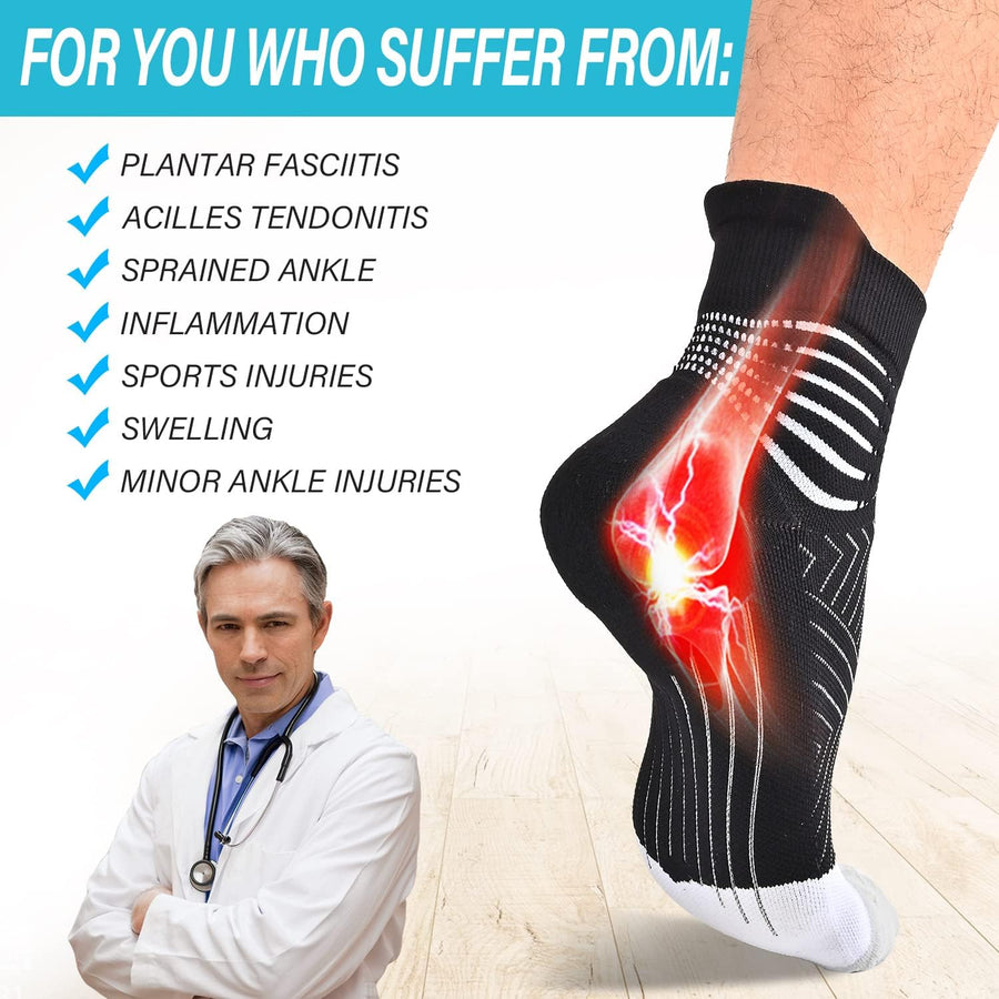 IRAMY Compression Ankle Support Socks Women - Wicking, Cushioned Athletic, Plantar Fasciitis Relief 2/3/6 Pairs