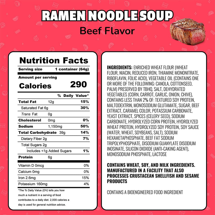 Maruchan Instant Lunch Beef, 2.25 Oz, Pack of 12