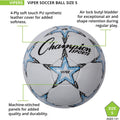 Champion Sports Viper Soccer Ball – Sizes 3, 4, 5 – Soft Touch TPU Cover, Durable Butyl Bladder, Youth & Adult Training Ball for Indoor & Outdoor Play, Multi-Color Design