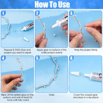 B-7000 Glue Clear for Rhinestone Crafts, Jewelry and Bead Adhesive B7000 Semi Fluid High Viscosity Glues for Clothes Shoes Fabric Cell Phones Screen Repair Metal Stone Nail Art Glass (4x15 ml/0.5 oz)