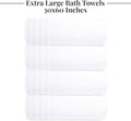 Tens Towels Pack of 4 Extra Large Bath Towels 30 x 60 Inches, 100% Cotton, Larger & Lighter Weight, Quicker to Dry, Super Soft and Absorbent, Perfect for Bathroom, White