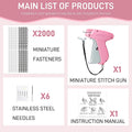 Stitch Gun for Clothes， Handheld Stitch Gun Quick Clothing Fixer，Sewing Kit Includes 1,000 Black Fasteners & 1,000 White Fasteners & 6 Needles，Tagging Gun（Pink）