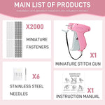 Stitch Gun for Clothes， Handheld Stitch Gun Quick Clothing Fixer，Sewing Kit Includes 1,000 Black Fasteners & 1,000 White Fasteners & 6 Needles，Tagging Gun（Pink）
