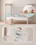 Yoofoss Waterproof Crib Mattress Protector 2 Pack, Quilted Crib Mattress Pad Cover Ultra Soft and Breathable, Machine Washable Toddler Mattress Protector for Standard Baby Crib Size 52''x28''