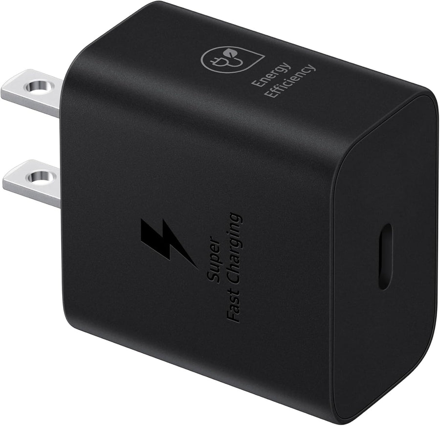 25W Wall Charger Power Adapter, Cable Not Included, Super Fast Charging, Compact Design, Energy Efficient, Compatible with Galaxy and USB Type C Devices, Black
