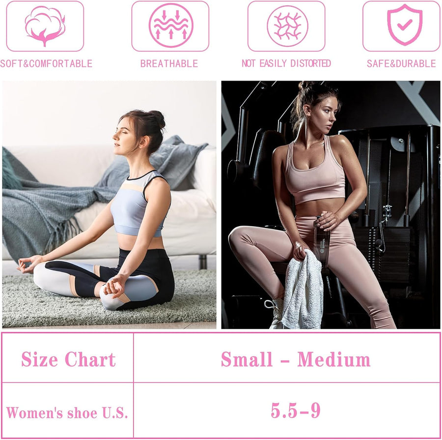 Loudashuaiqi Grip Pilates Socks for Women, Non-Slip Athletic Yoga Socks