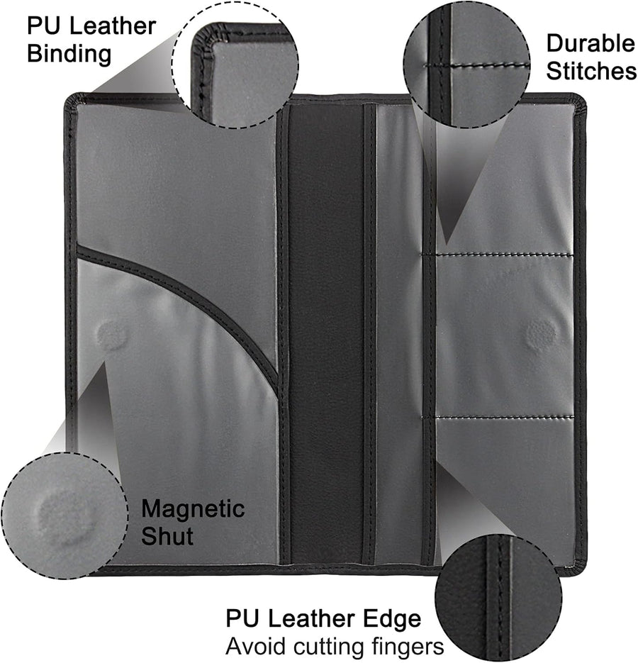 Premium Car Registration & Insurance Card Holder with Magnetic Shut, Vehicle Glove Box Car Organizer - For Documents, Cards, License (Black)