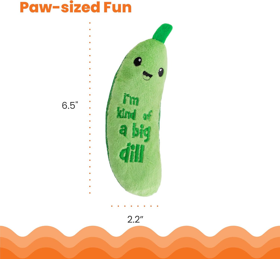 Catstages Crunchy Pickle Kicker Toy with Catnip and Dental Mesh, Pickle Shape, Plush and Crinkle Cat Toy for Kicking, Tossing, and Teeth Cleaning, Green