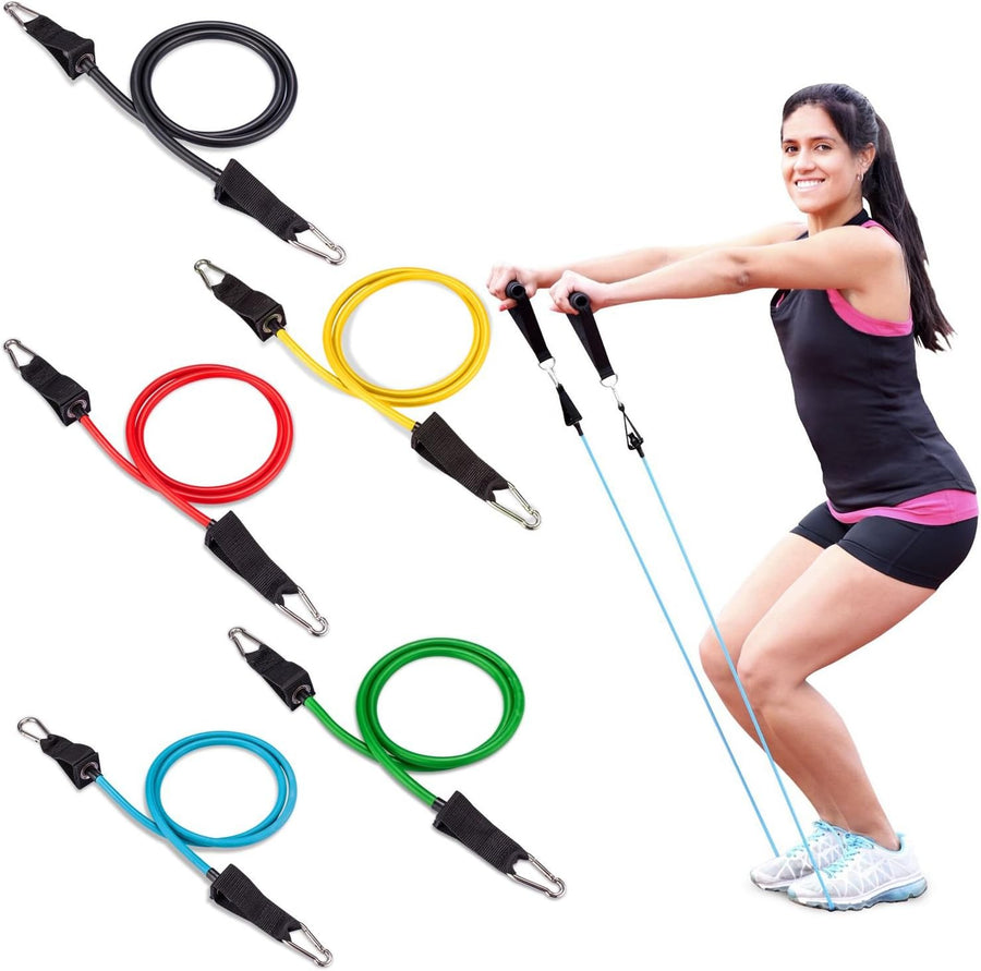 Fit Simplify Resistance Tube Bands - 12 Piece Home Gym Set with Instruction Booklet
