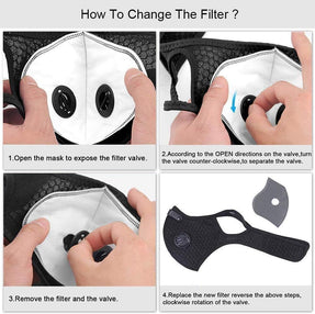 Activated Carbon Face Filters with 8 Exhaust Valves for Cycling Masks