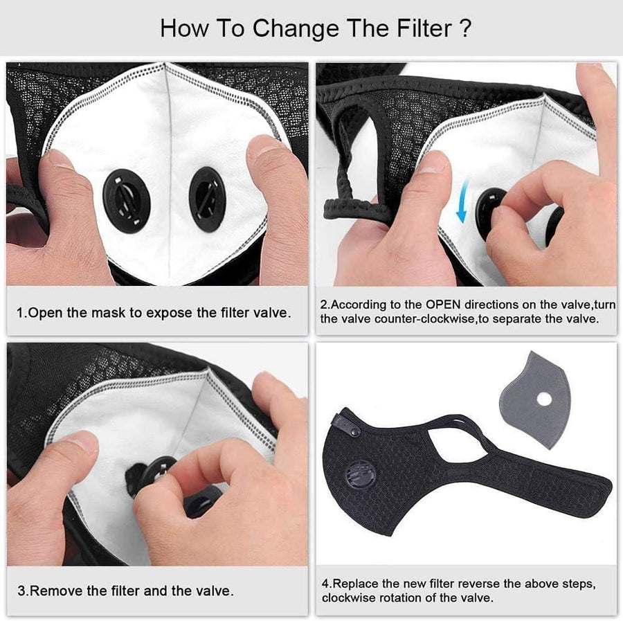 Activated Carbon Face Filters with 8 Exhaust Valves for Cycling Masks