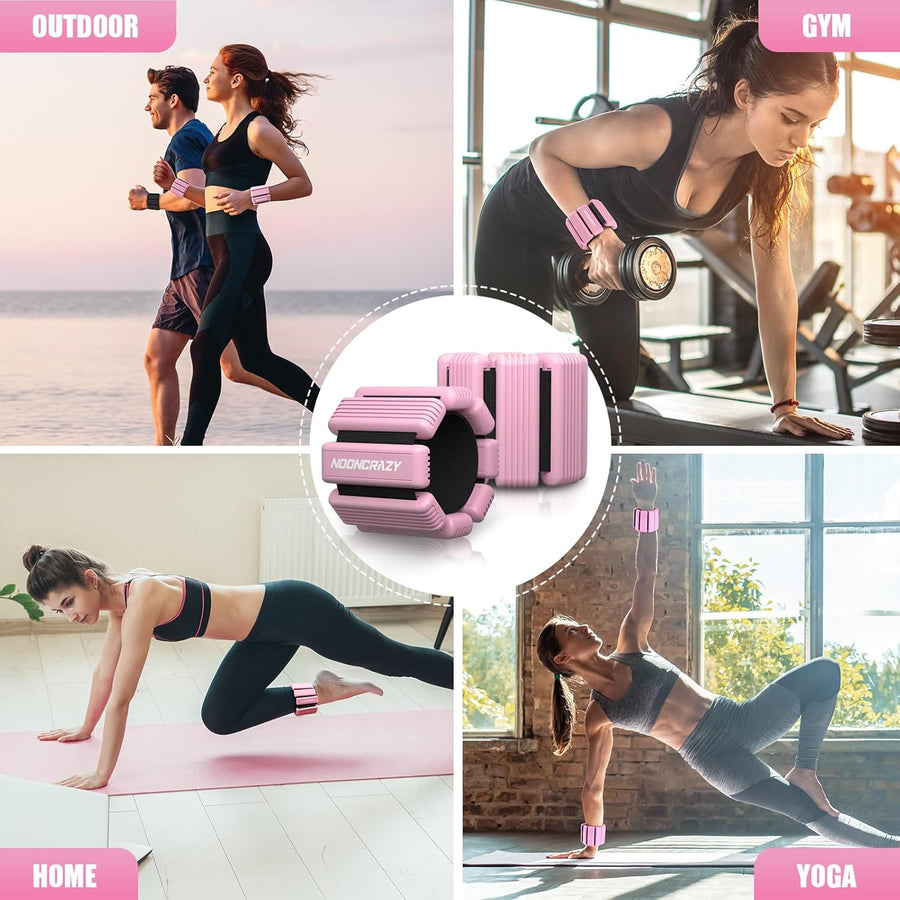 Adjustable Wrist & Ankle Weights Set for Women - Silicone Waterproof 1 lb/2.2 lbs Pair