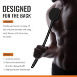 VWMYQ Silicone Back Scrubber for Shower, 17in Lengthen Long Handle Body Brush, Double Sided Shower Brush for Shower Exfoliating and Massage Can Produce Rich Foam, Long Handle Back Scrubber for Men.