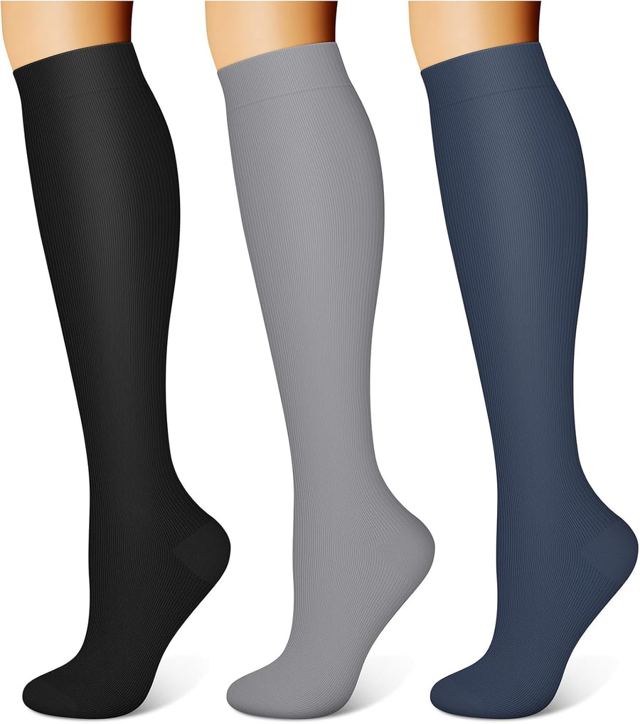 WITHYOU 3 Pairs Compression Socks 15-20 mmHg for Women and Men