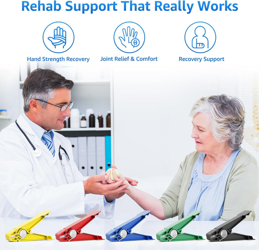 FitBeast Finger Exerciser Set - 5 Resistance Clips for Hand Therapy, Grip Strength & Dexterity