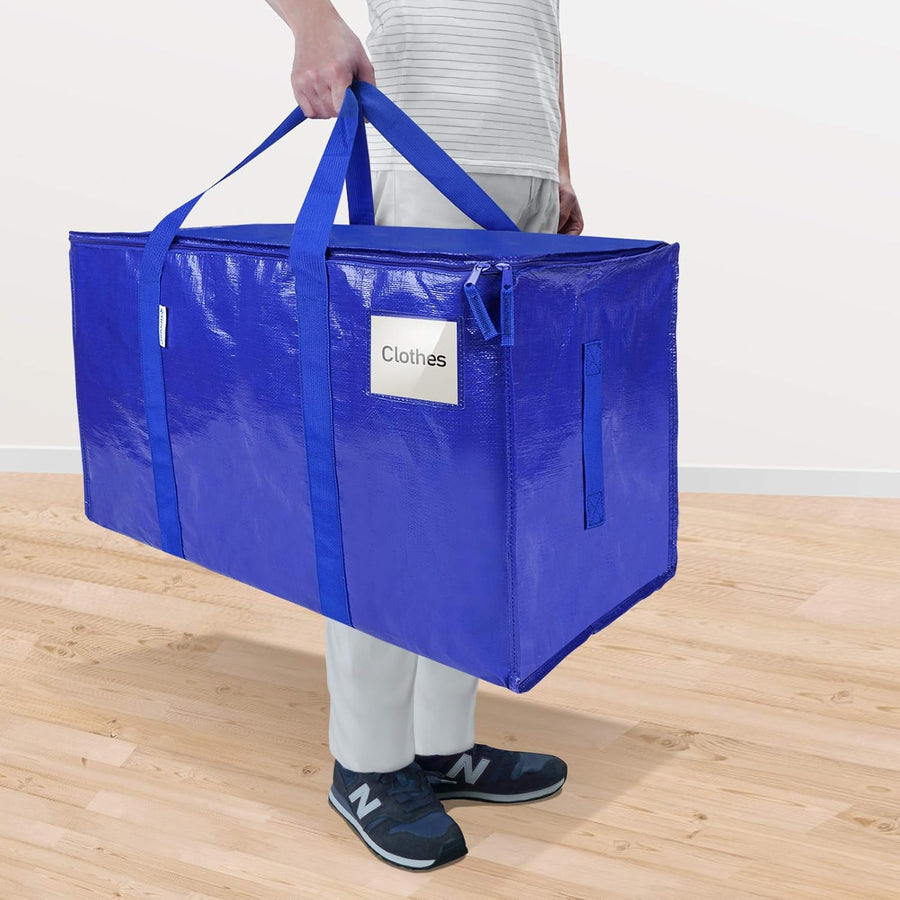 TICONN 6-Pack Extra Large Moving Bags with Zippers & Handles – Heavy-Duty Waterproof Storage Totes (24-Gallon)