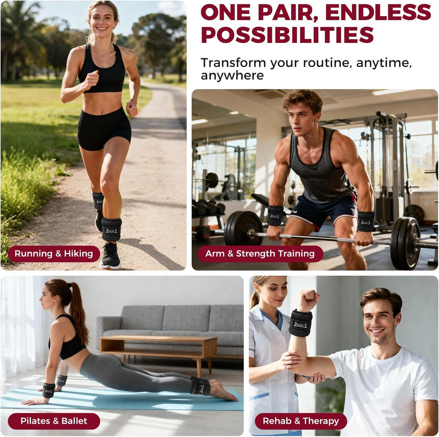 BAGAIL Ankle Wrist Weights for Women & Men, 1-10 LBS Adjustable Leg Arm Weights