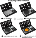 MAXUS Digital Pocket Gram Scale 500g x 0.01g High Precision with Tray, Weighs Small Food, Jewelry, Ounces, Grains, LCD Display, Tare Function
