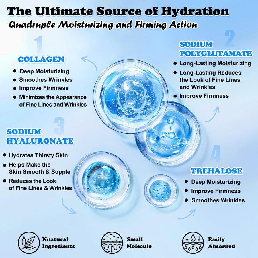 Collagen Face Mask with Hyaluronic Acid and Vitamin E Oil for Skin Care