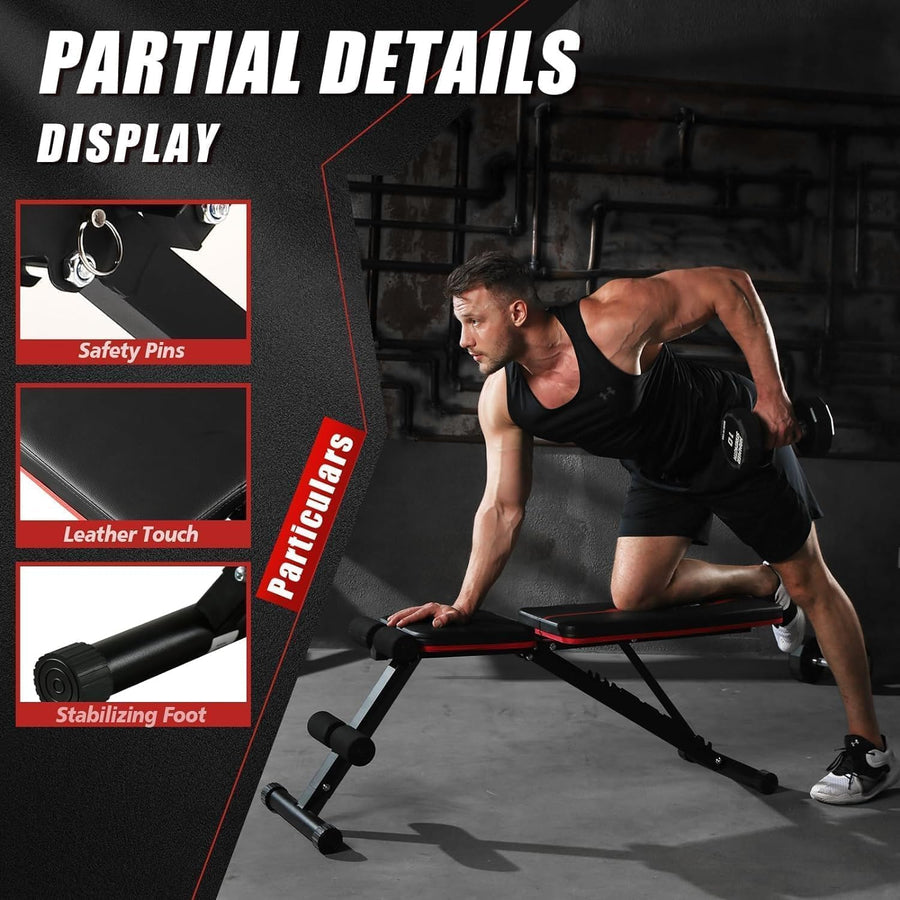 Adjustable Weight Bench Press, 880LB Capacity, Folding Home Gym Bench