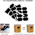 Vtopmart 4 PCS Large Food Storage Containers 5.2L / 175oz, 4 Pieces BPA Free Plastic Airtight Canisters for Flour, Sugar, Baking Supplies, Rice with Lids, 4 Measuring Cups and 24 Labels, Black