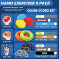Grip Strength Trainer Set (8 Pack) - Forearm Strengthener, Stress Balls, Hand Therapy Equipment