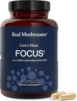 Real Mushrooms Lions Mane Mushroom Cognition (120 Capsules) Lions Mane Mushroom Powder Extract Capsules | Brain Supplement, Brain Vitamins, Focus Supplement