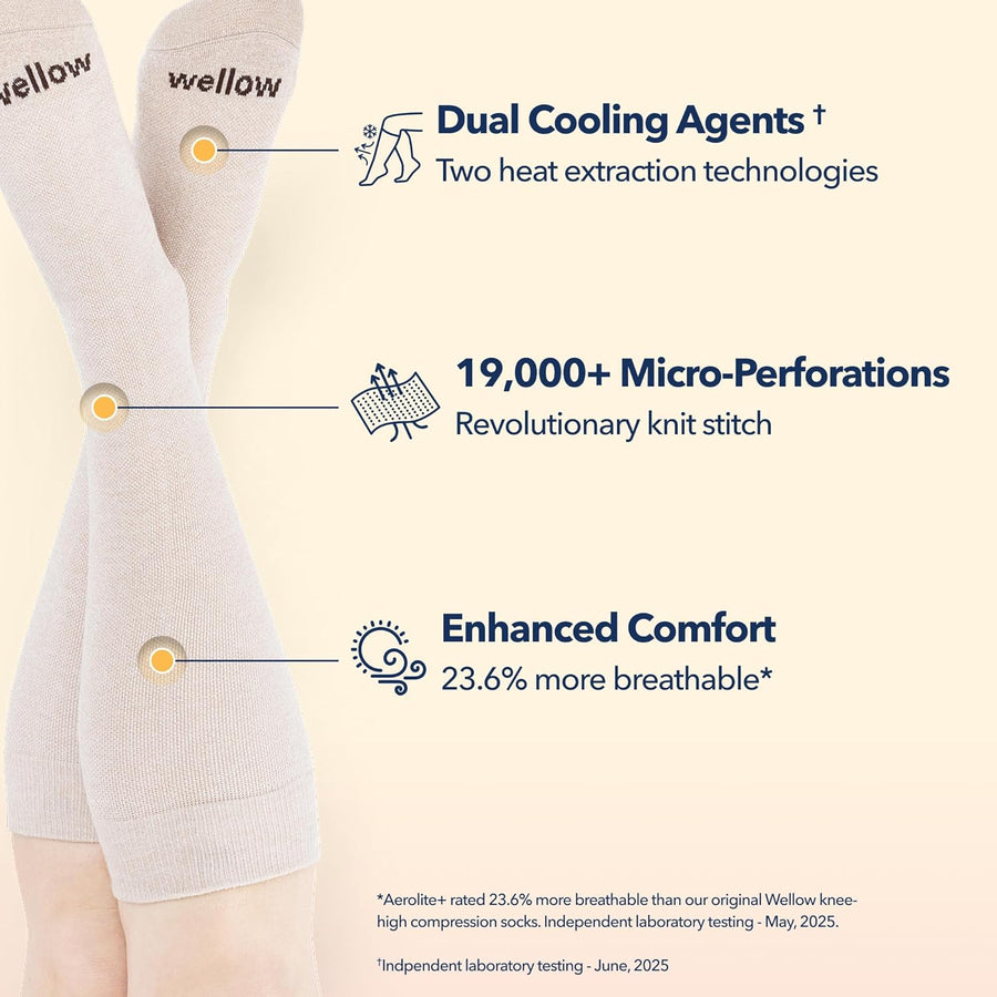 Wellow Aerolite+ Knee High Compression Socks 18-25mmHg for Women & Men