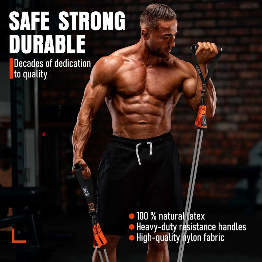 175lb Resistance Bands with Handles, Ankle Straps & Door Anchor for Full-Body Workouts